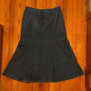 Vintage Style Denim Maxi Skirt